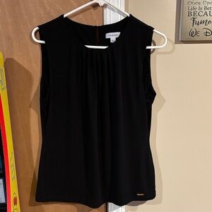 Calvin Klein Black Sleeveless Pleated Neck Camisole